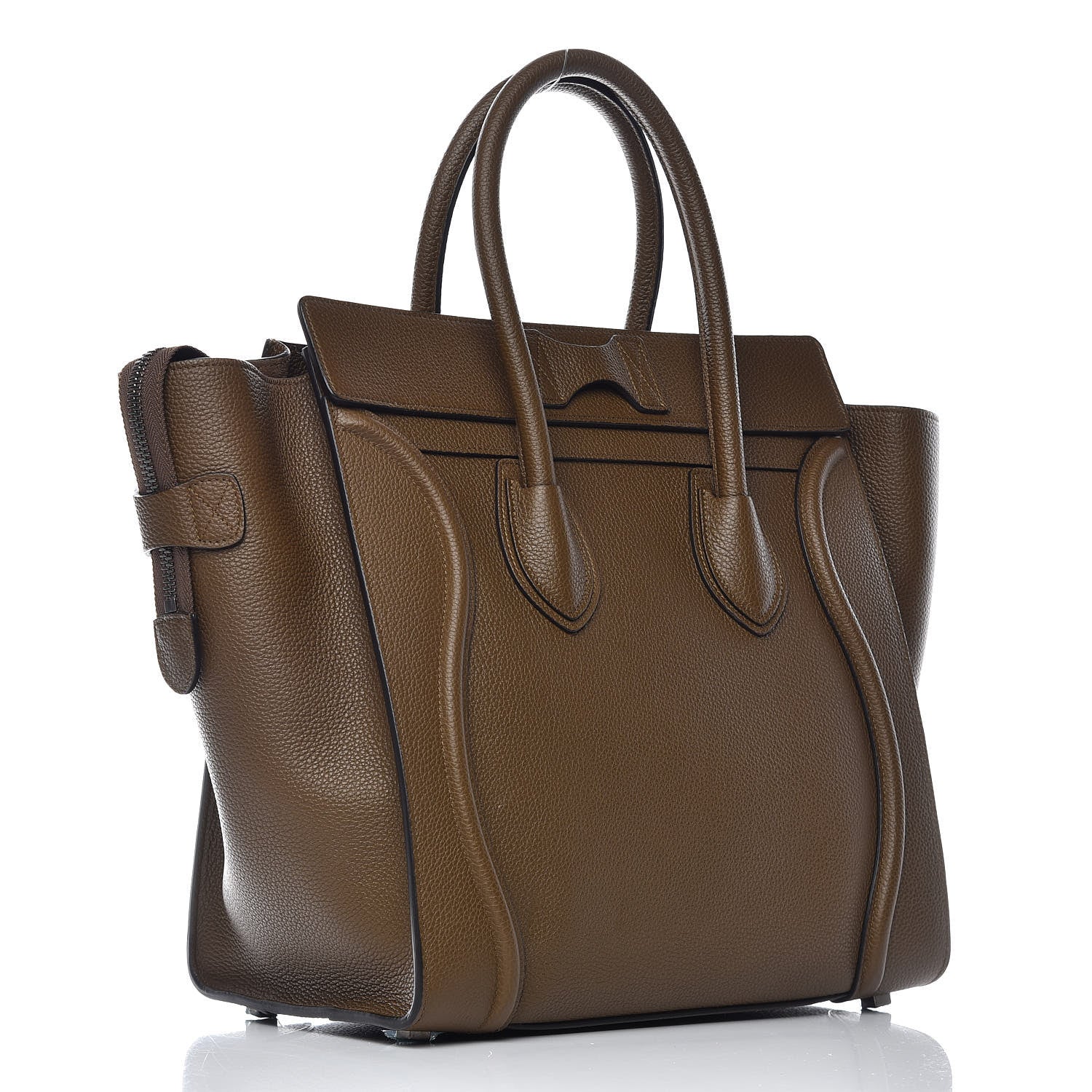 Celine Drummed Calfskin Mini Luggage Moss Green 3 of 14