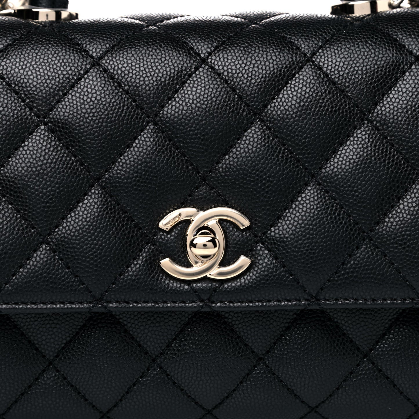 Caviar Quilted Mini Coco Handle Flap Black