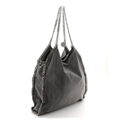 Stella McCartney Metallic Faux Snakeskin Big Falabella Tote Grey 3 of 13