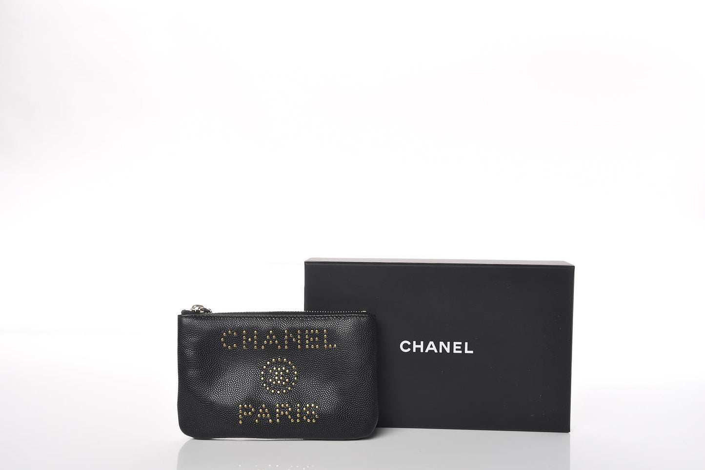 Caviar Studded Deauville Cosmetic Pouch Black