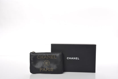 Chanel Caviar Studded Deauville Cosmetic Pouch Black 8 of 8