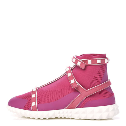 Valentino Garavani Body Tech Knit Free Rockstud Sock High Top Sneakers 37 Shadow Pink Optic White 1 of 8