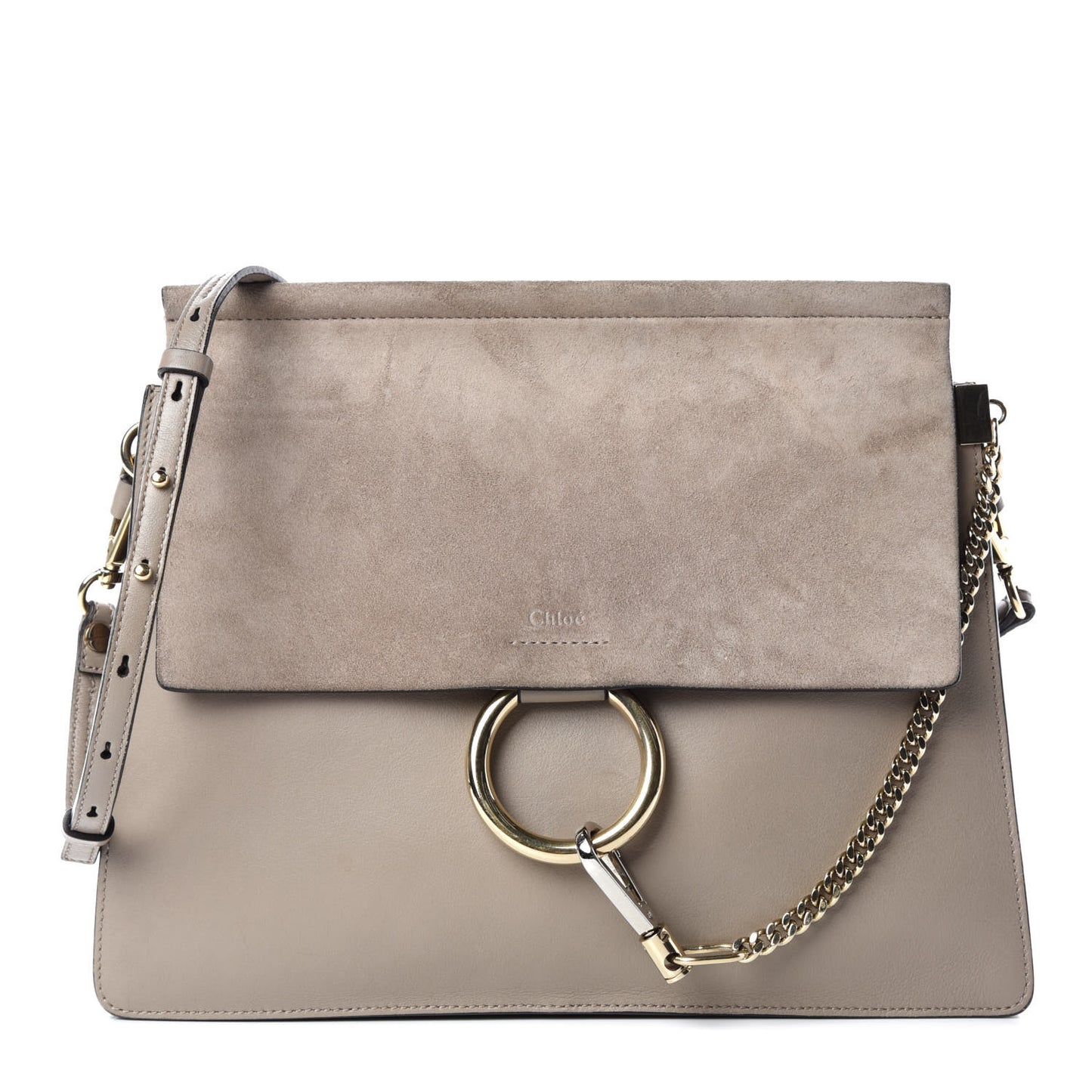 Calfskin Suede Medium Faye Shoulder Bag Motty Grey