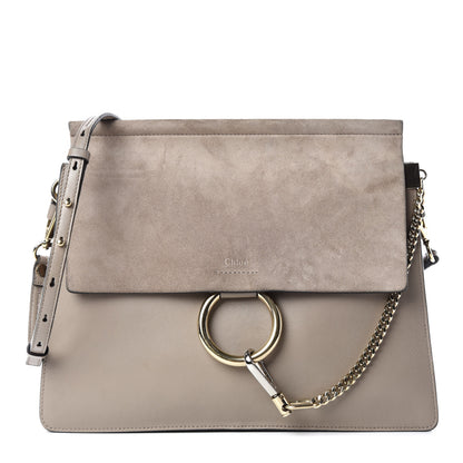 Chloe Calfskin Suede Medium Faye Shoulder Bag Motty Grey 1 of 12
