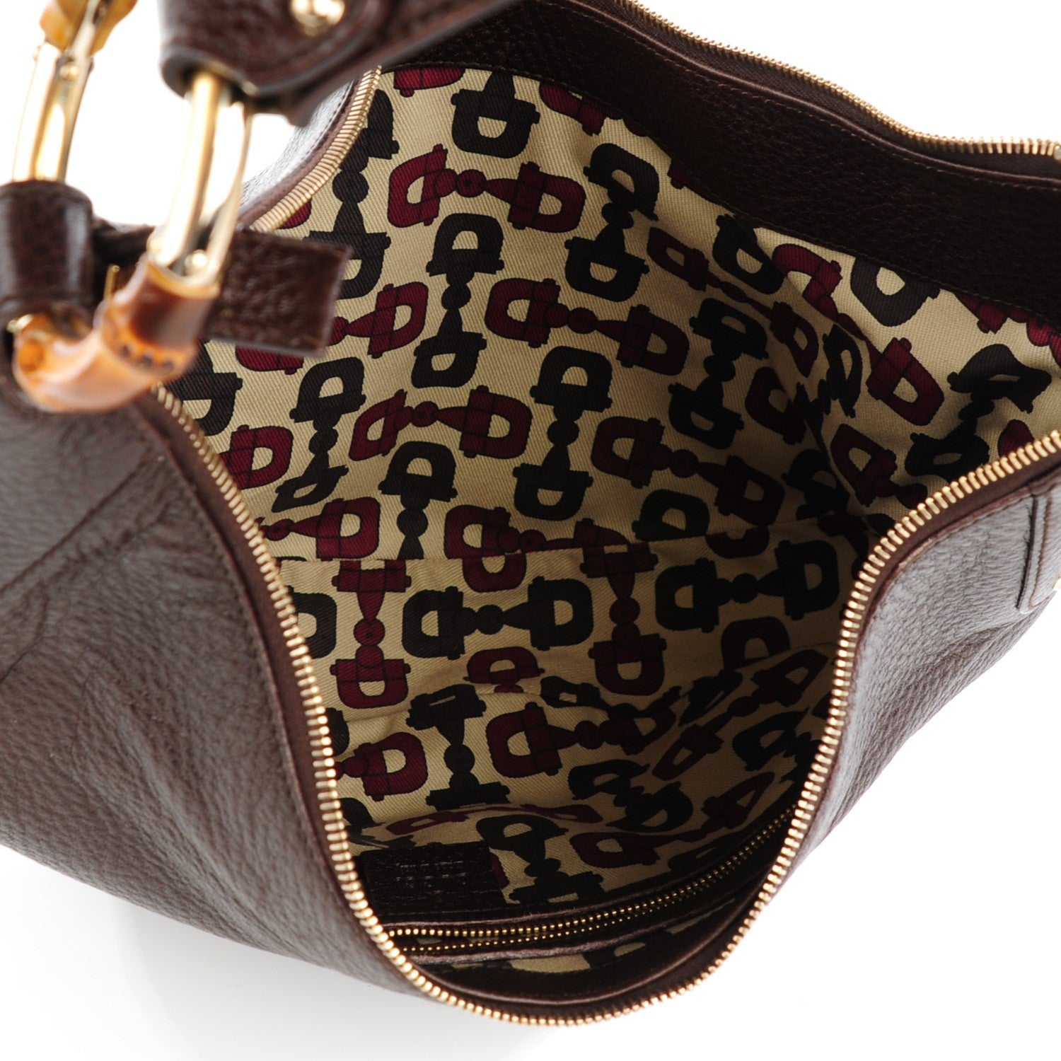 Gucci Pebbled Calfskin Half Moon Bamboo Ring Hobo Dark Brown 5 of 7