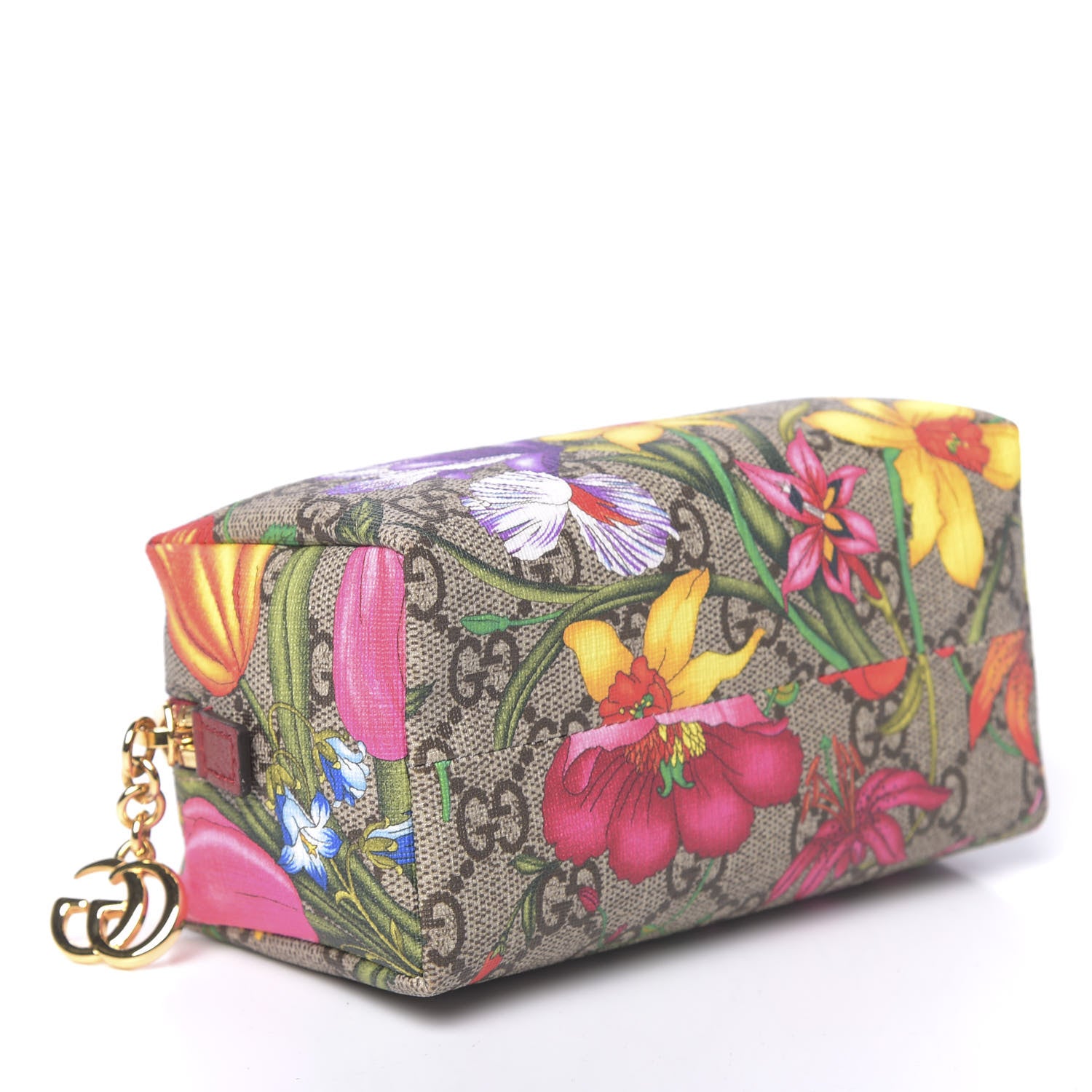 Gucci Soft GG Supreme Monogram Flora Calfskin Small Ophidia Cosmetic Case Beige Ebony Multicolor Rosso 4 of 10