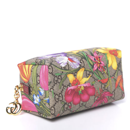 Gucci Soft GG Supreme Monogram Flora Calfskin Small Ophidia Cosmetic Case Beige Ebony Multicolor Rosso 4 of 10