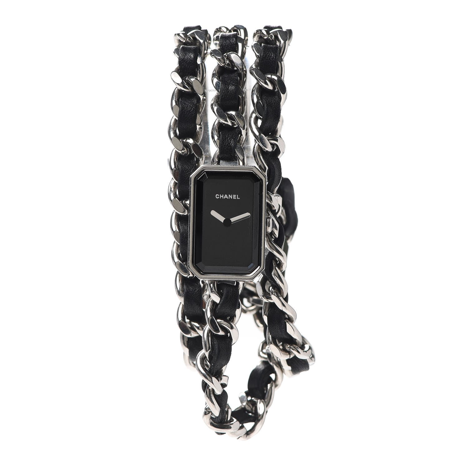 Chanel Stainless Steel Lambskin 16mm Premiere Rock Triple Row Quartz Watch Black 1 of 5