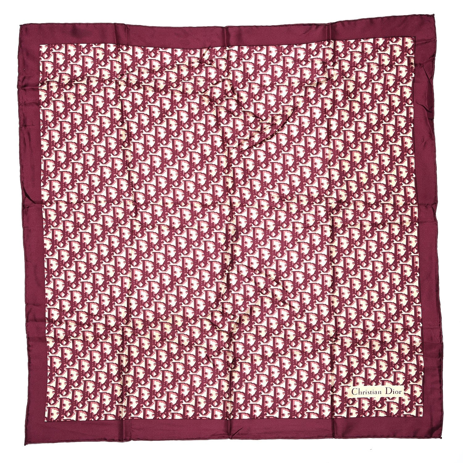 Christian Dior Silk Monogram Scarf Burgundy 1 of 5