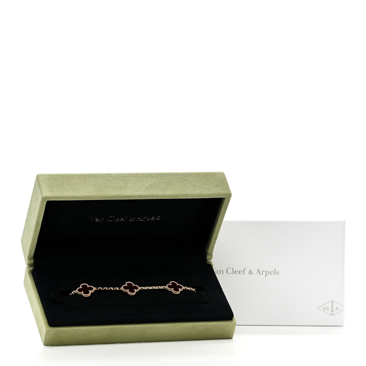 18K Yellow Gold Pink Enamel 5 Motifs Vintage Alhambra Bracelet