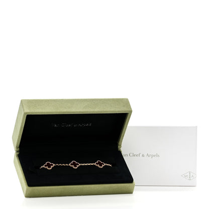 Van Cleef & Arpels 18K Yellow Gold Pink Enamel 5 Motifs Vintage Alhambra Bracelet 5 of 5