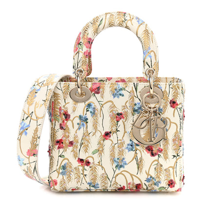 Christian Dior Calfskin Hibiscus Printed Embroidered My ABCDior Lady Dior Beige Multicolor 1 of 10