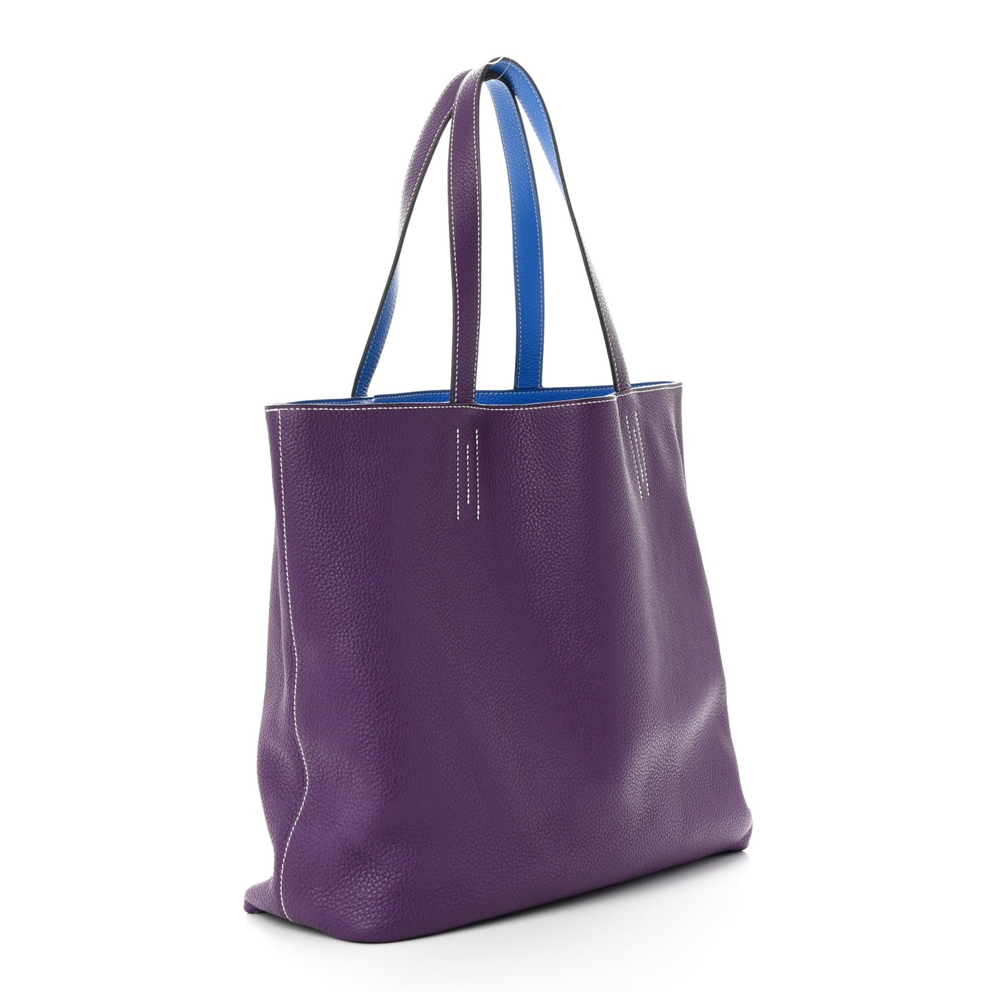 Taurillon Clemence Double Sens 45 Reversible Tote Bleu Zanzibar Ultraviolet