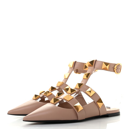 Valentino Garavani Calfskin Roman Stud Ankle Strap Flat Mules 39 Rose Cannelle 3 of 8