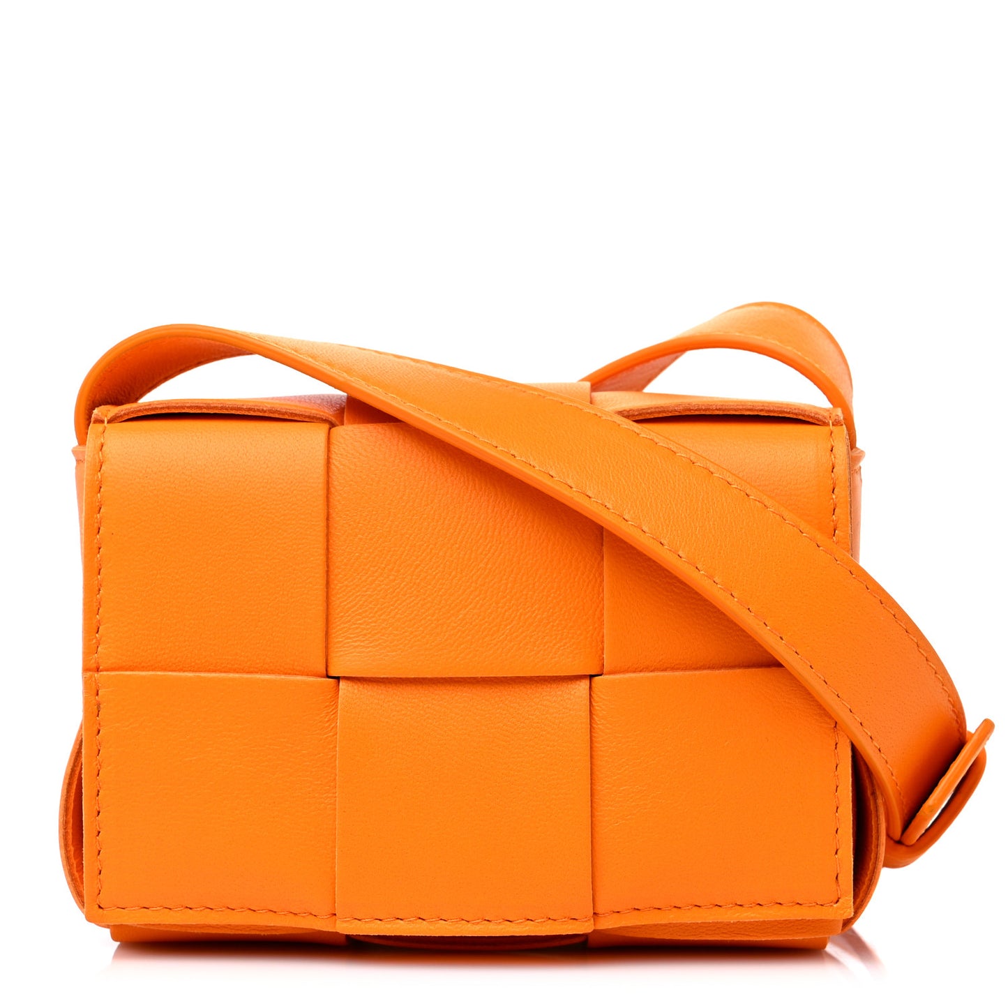 Lambskin Maxi Intrecciato Extra Mini Cassette Crossbody Bag Tangerine
