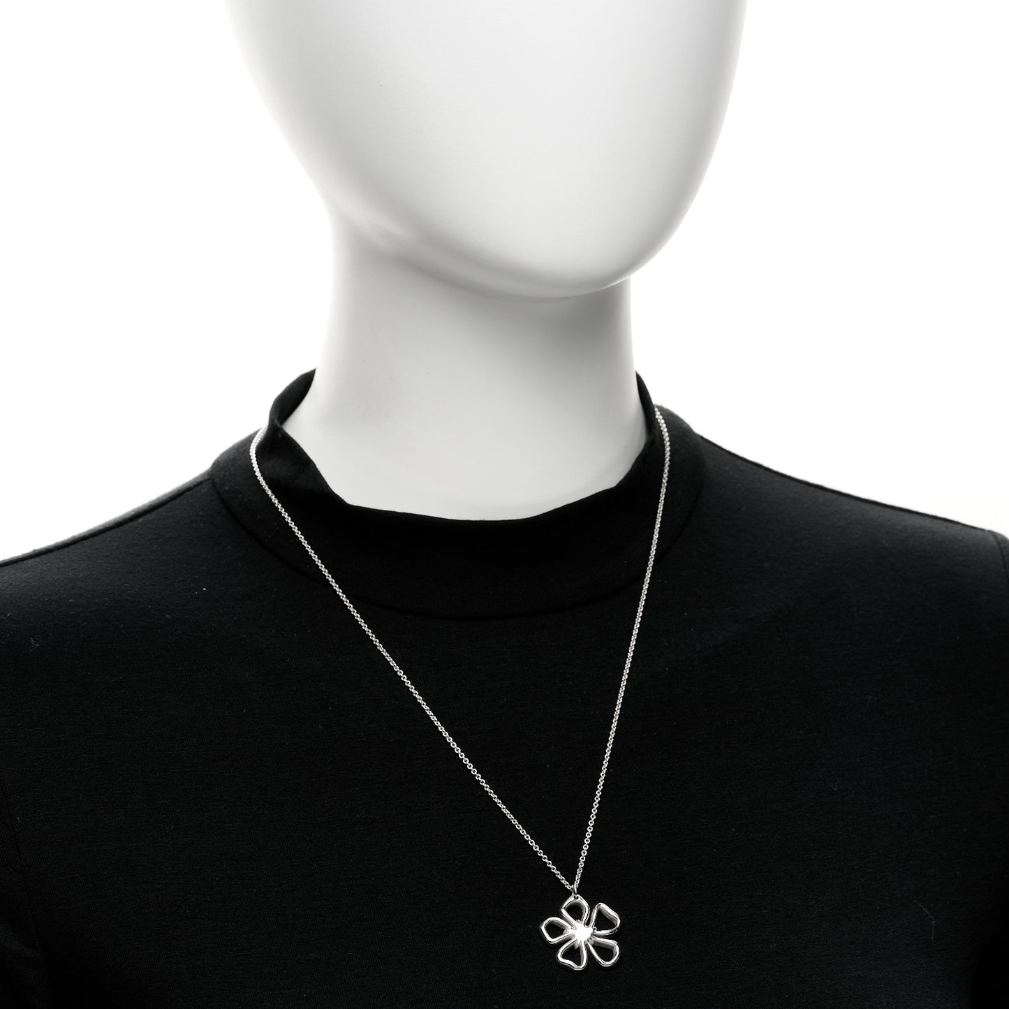 Sterling Silver Open Flower Pendant Necklace