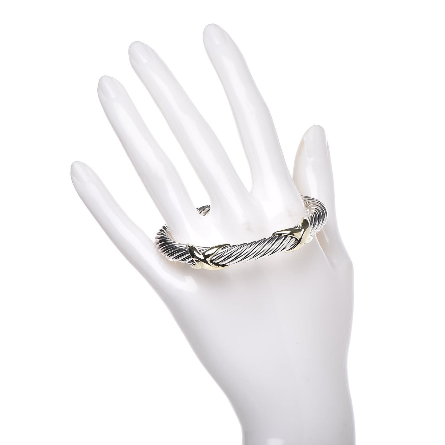 Sterling Silver 14K Yellow Gold 7mm Double X Cable Bracelet
