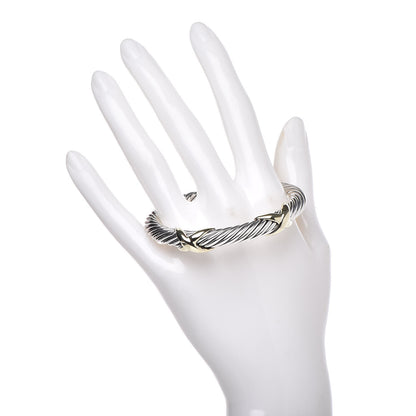 David Yurman Sterling Silver 14K Yellow Gold 7mm Double X Cable Bracelet 2 of 4