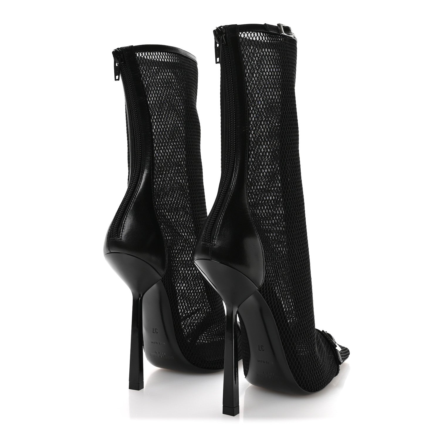 Saint Laurent Elba Applique Tulle Aston 115 Boots 37 Black 5 of 9