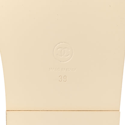 Chanel Lambskin Cha-Nel Mule Sandals 39 Ivory Multicolor 8 of 11
