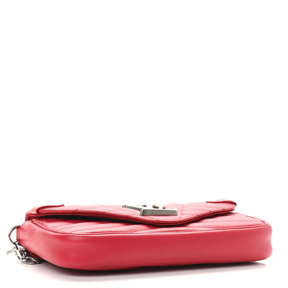 Louis Vuitton Calfskin New Wave Chain Pochette Scarlet 4 of 9