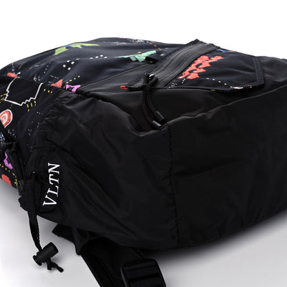 Valentino Garavani Nylon Game Print Backpack Black 9 of 11