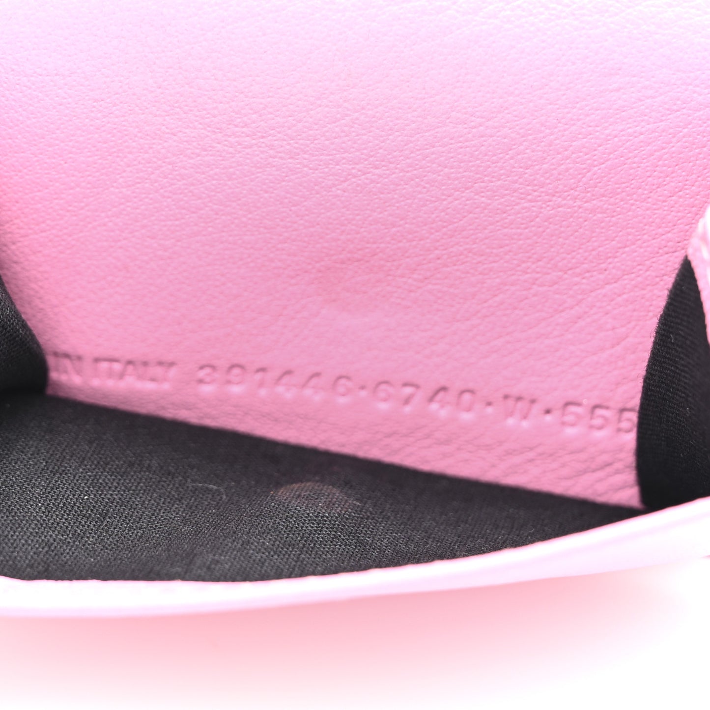 Grained Calfskin Logo Envelope Card Case Wallet Rose Magenta