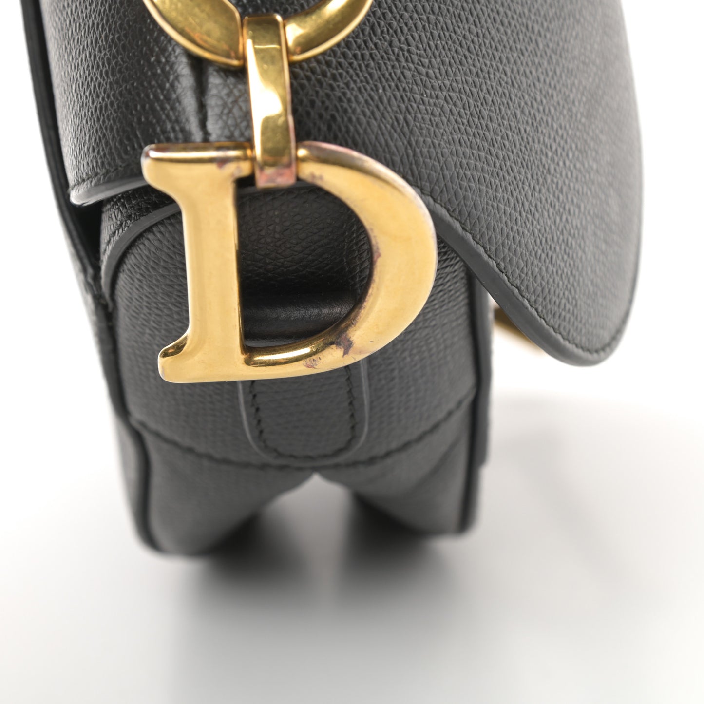 Grained Calfskin Saddle Bag Black