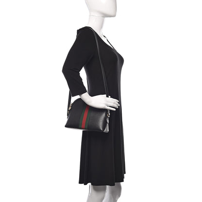 Gucci Calfskin GG Web Small Ophidia Dome Shoulder Bag Black 2 of 10