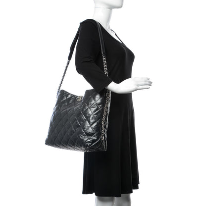 Chanel Metallic Crackled Calfskin Quilted Medium Big Bang Hobo Black 2 of 11