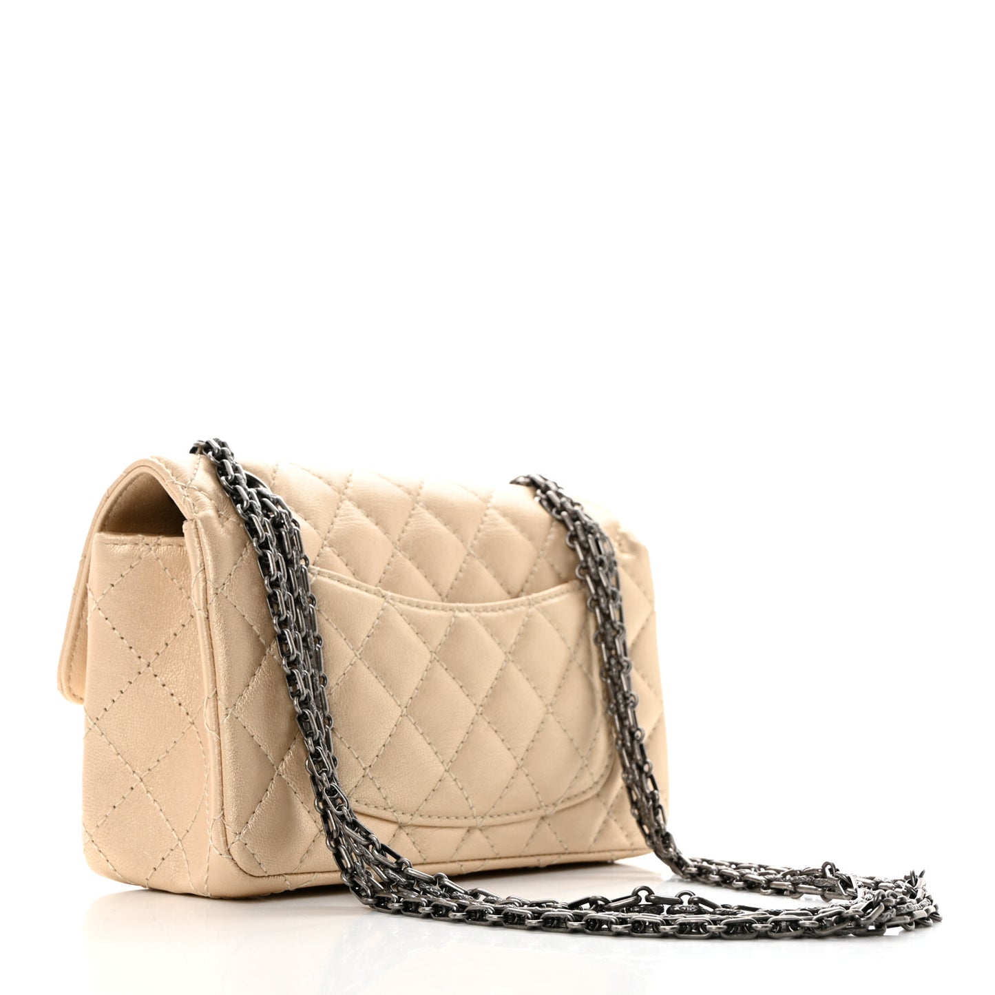 Metallic Sheepskin Quilted 2.55 Reissue Mini Flap Beige