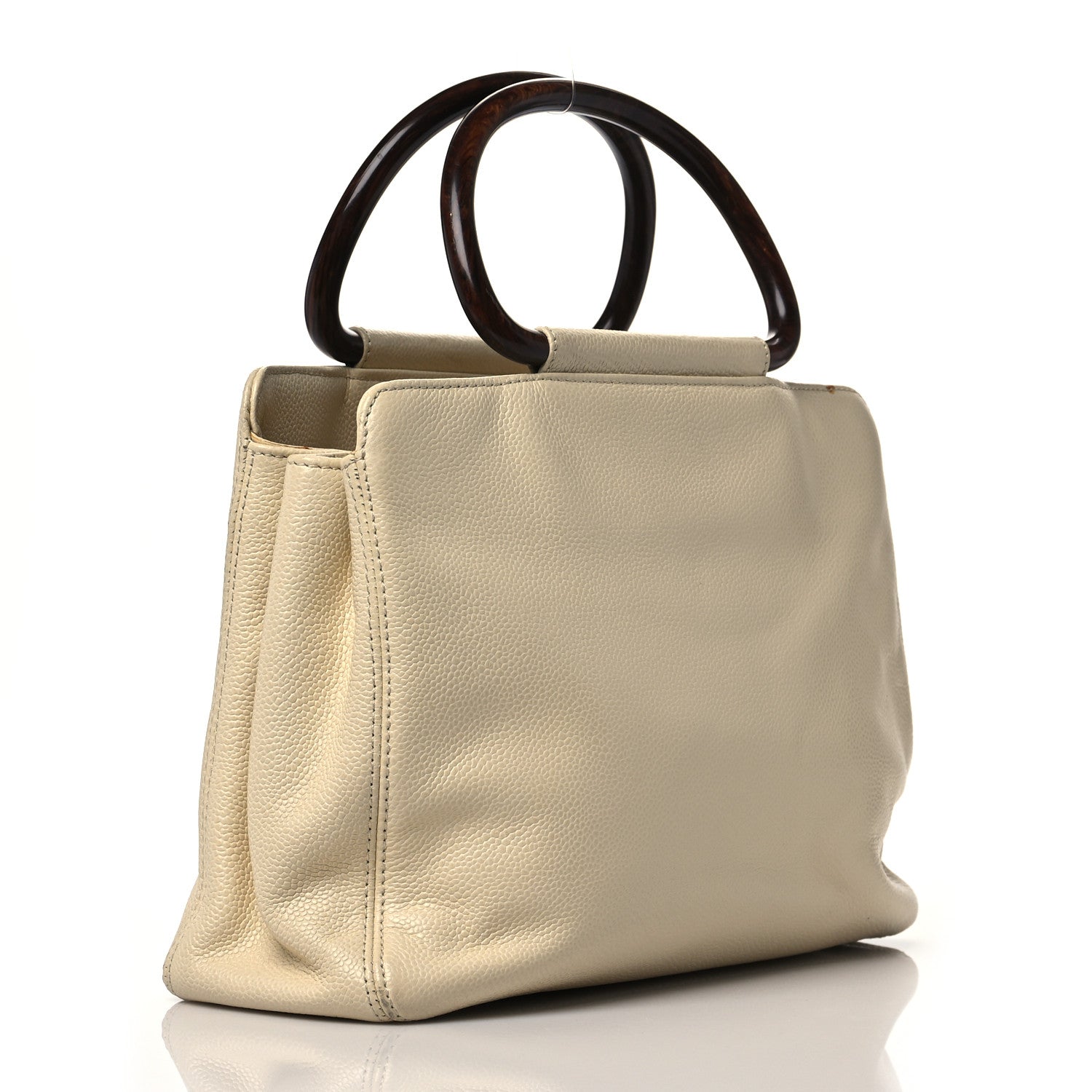 Chanel Caviar Wood Handle Handbag Beige 2 of 11