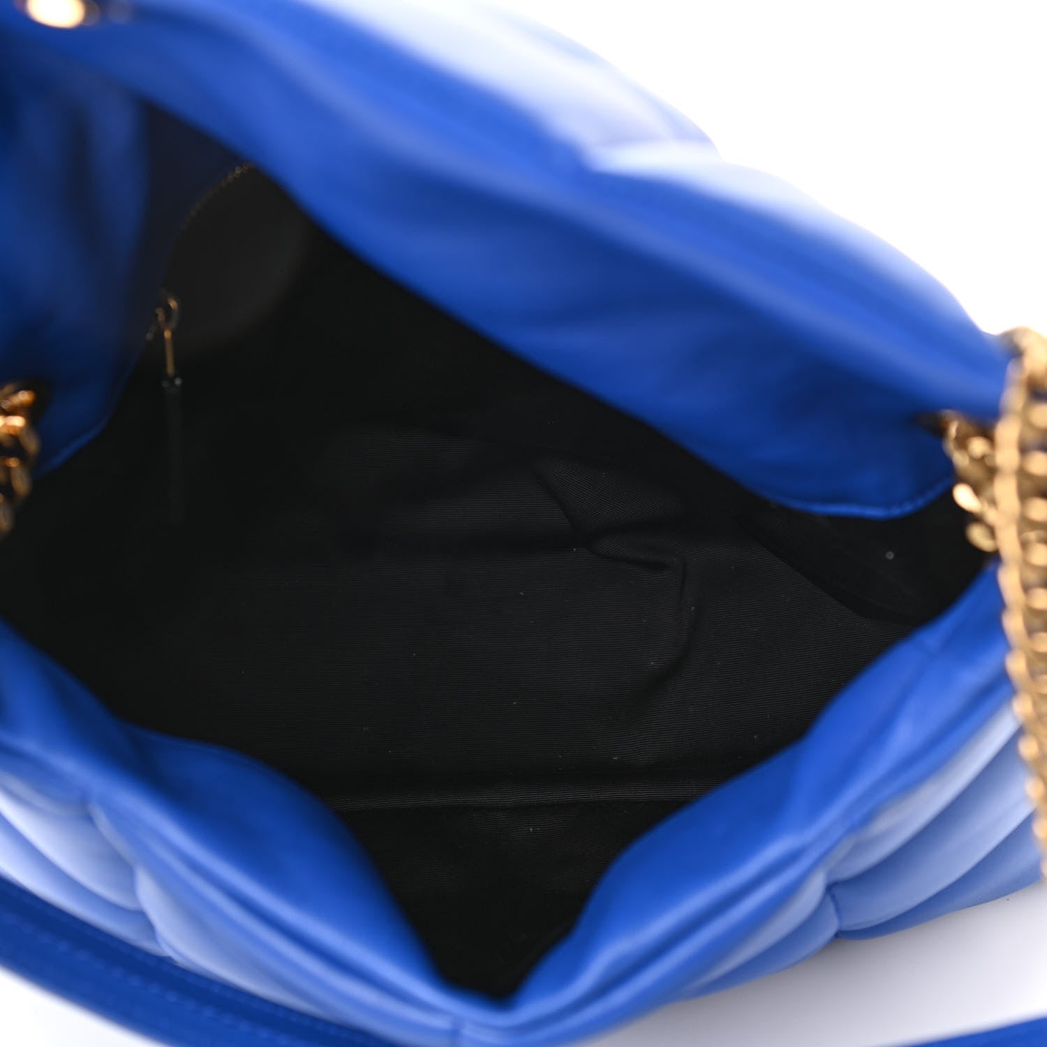 Saint Laurent Lambskin Quilted Medium Loulou Puffer Monogram Chain Satchel Majorele Blue 7 of 10