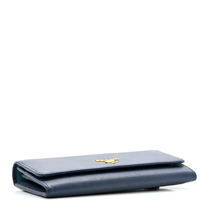 Prada Saffiano Metal Continental Flap Wallet Bluette Cobalto Turchese 4 of 14