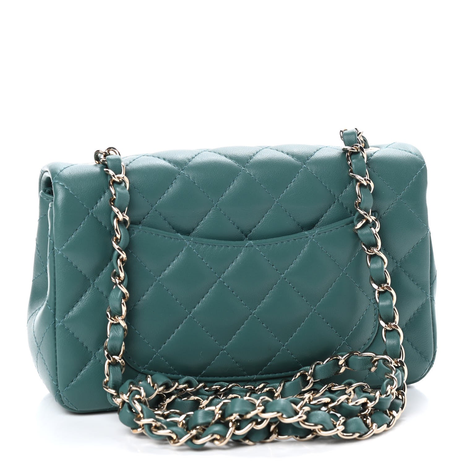 Chanel Lambskin Quilted Mini Rectangular Flap Green 2 of 8