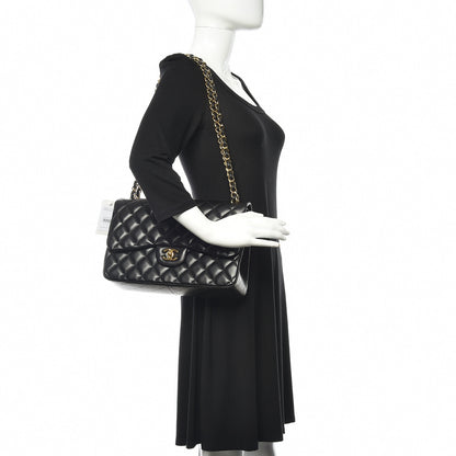 Chanel Lambskin Quilted Jumbo Double Flap Black 2 of 10