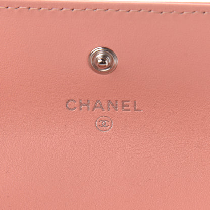 Chanel Goatskin Camellia Embossed Card Holder Wallet Light Pink 6 of 13