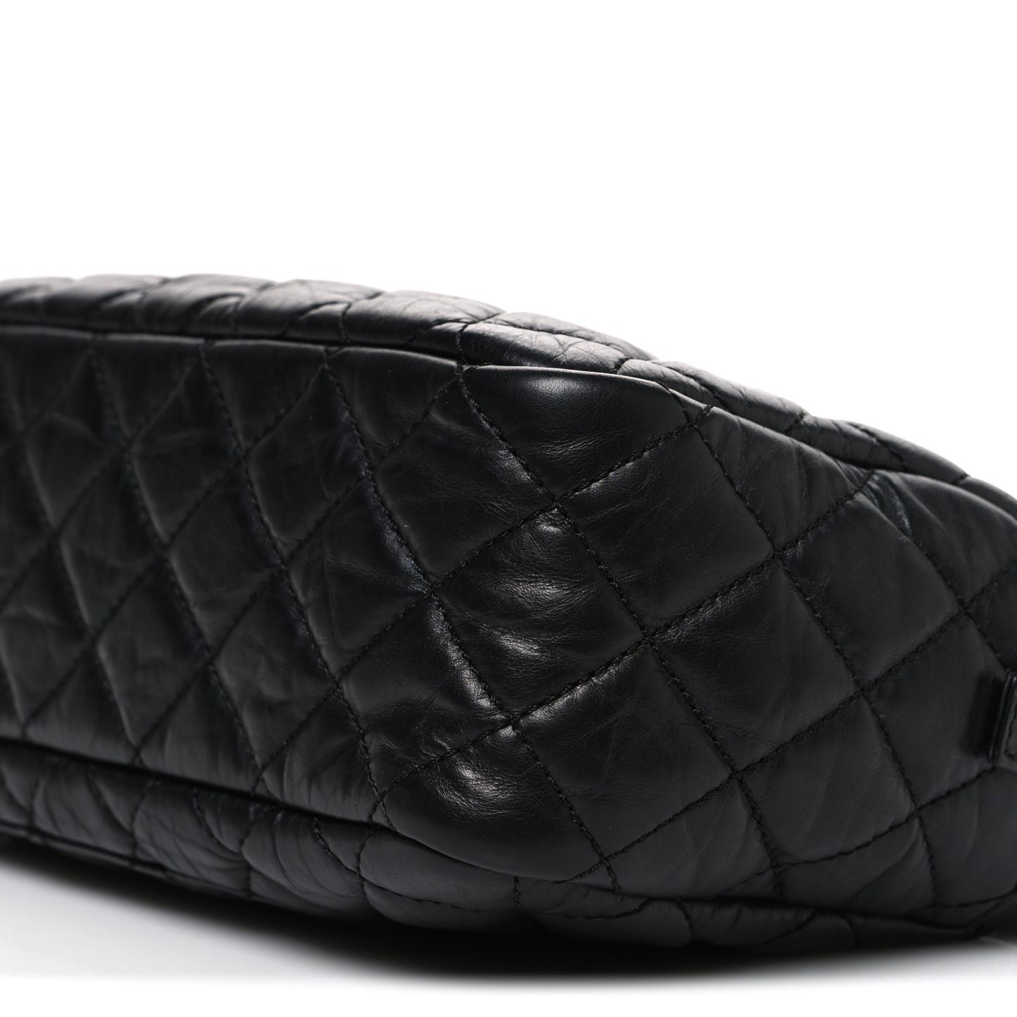 Aged Calfskin Quilted Medium Reissue Camera Case Black