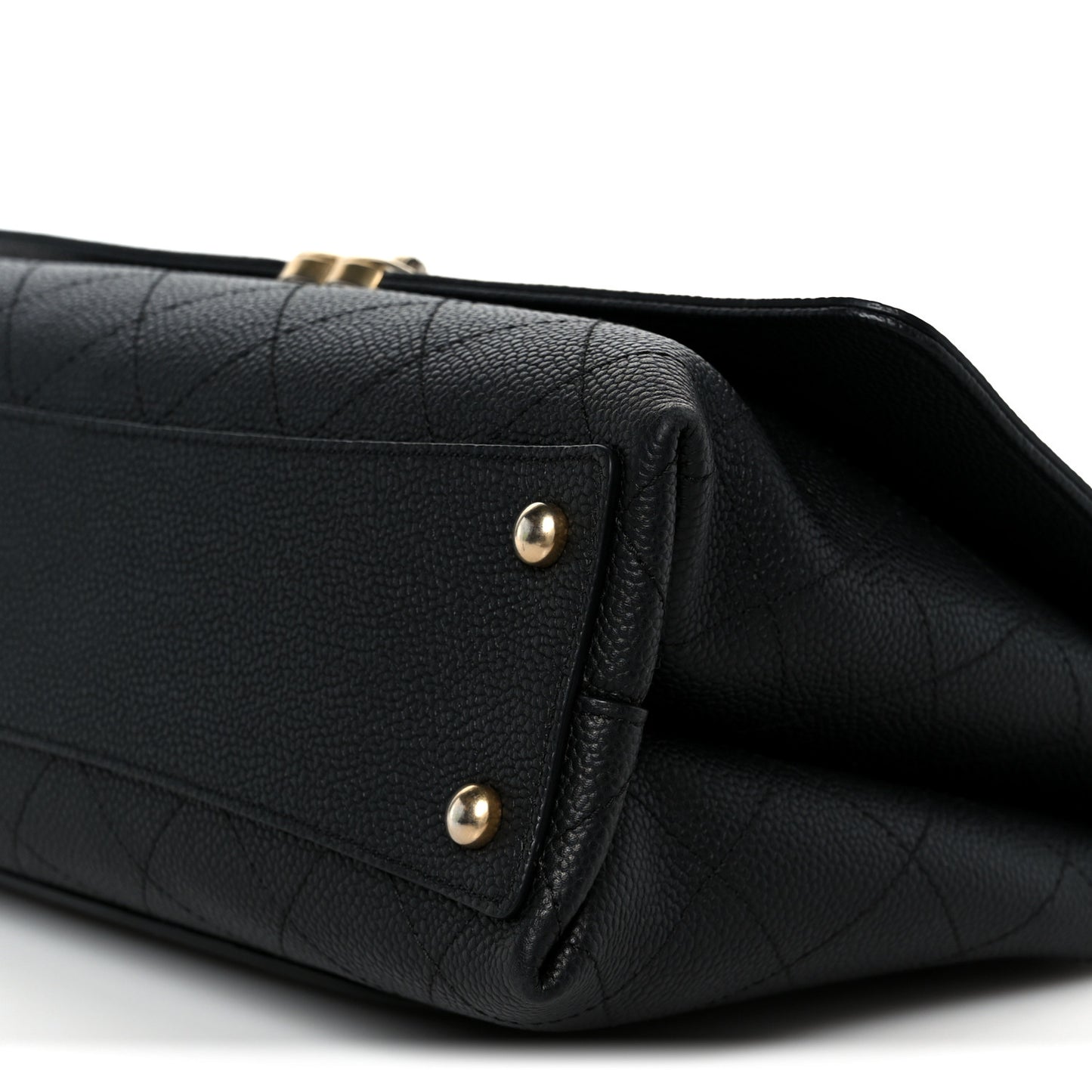 Grained Calfskin Stitched Flap Black