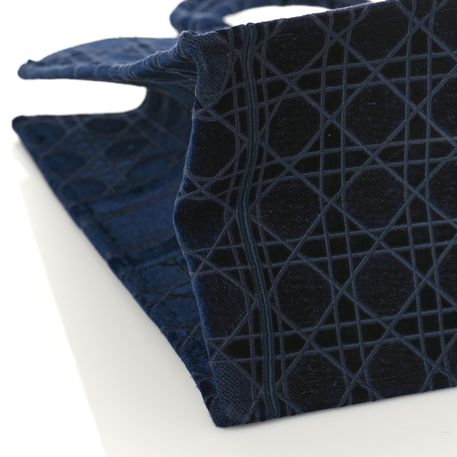 Christian Dior Velvet Cannage Large Book Tote Navy Blue 8 of 10