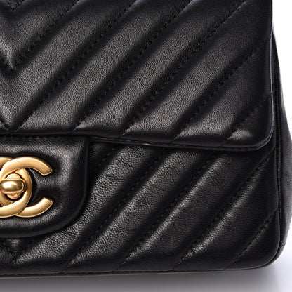 Chanel Lambskin Chevron Quilted Mini Rectangular Flap Black 11 of 15