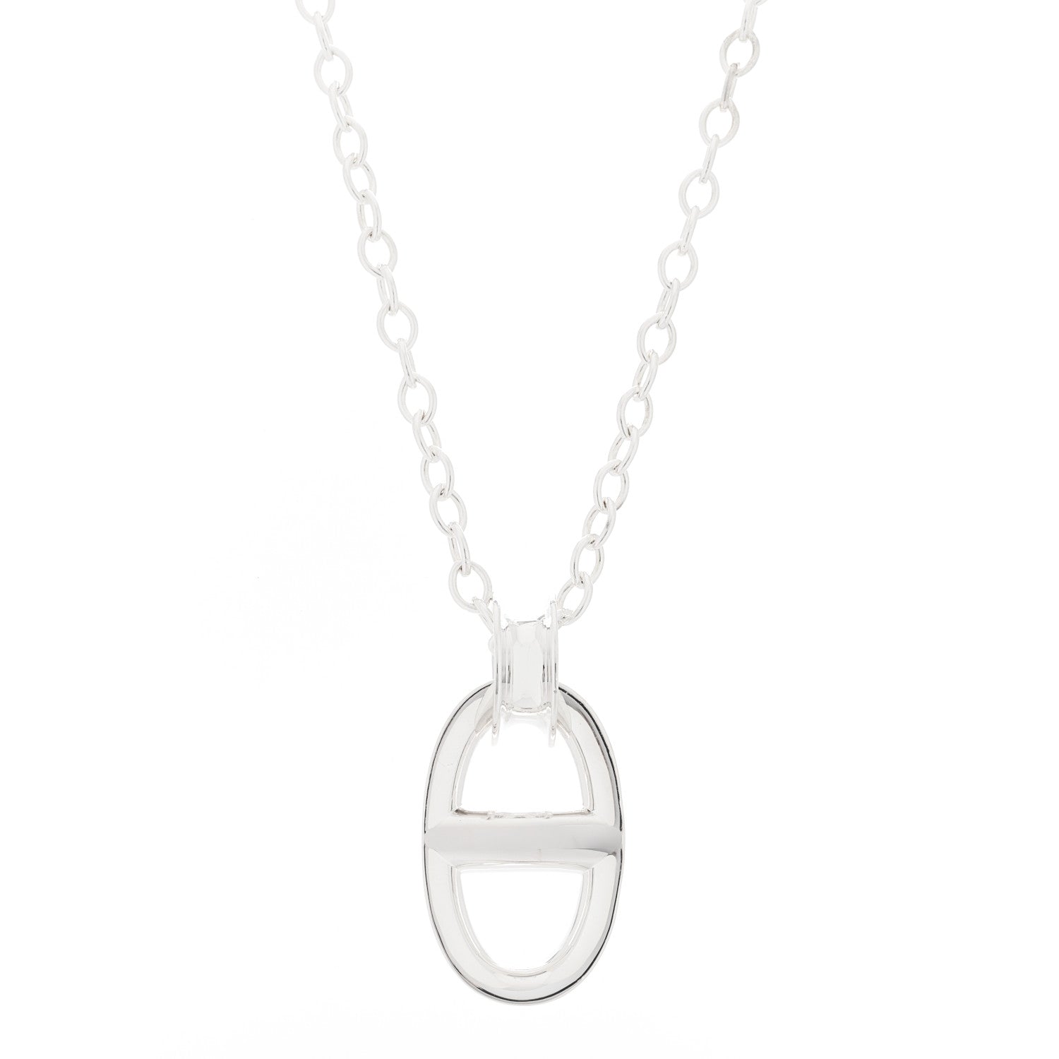 Hermes Sterling Silver TGM Reponse Pendant Necklace 1 of 7