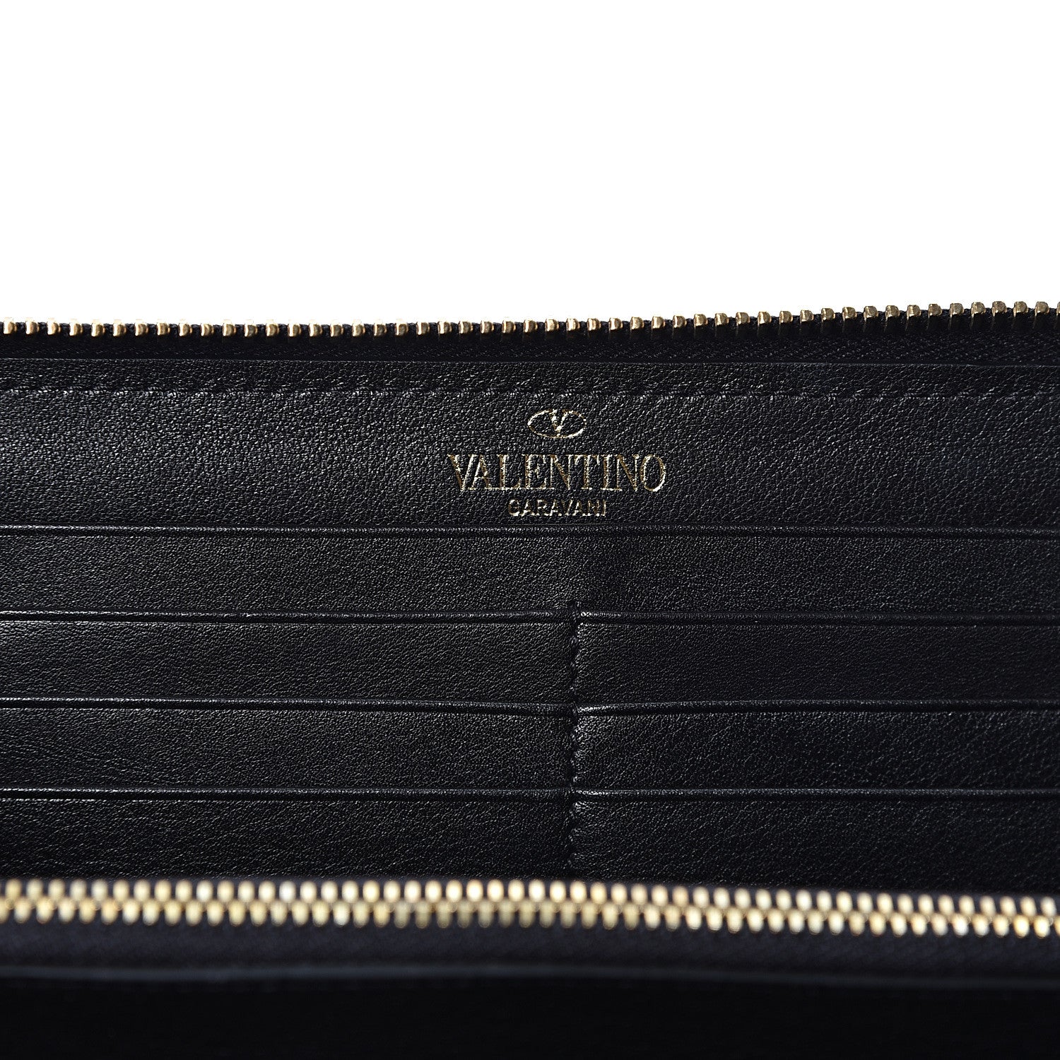 Valentino Garavani Calfskin Rockstud Zip Around Wallet Black 5 of 10