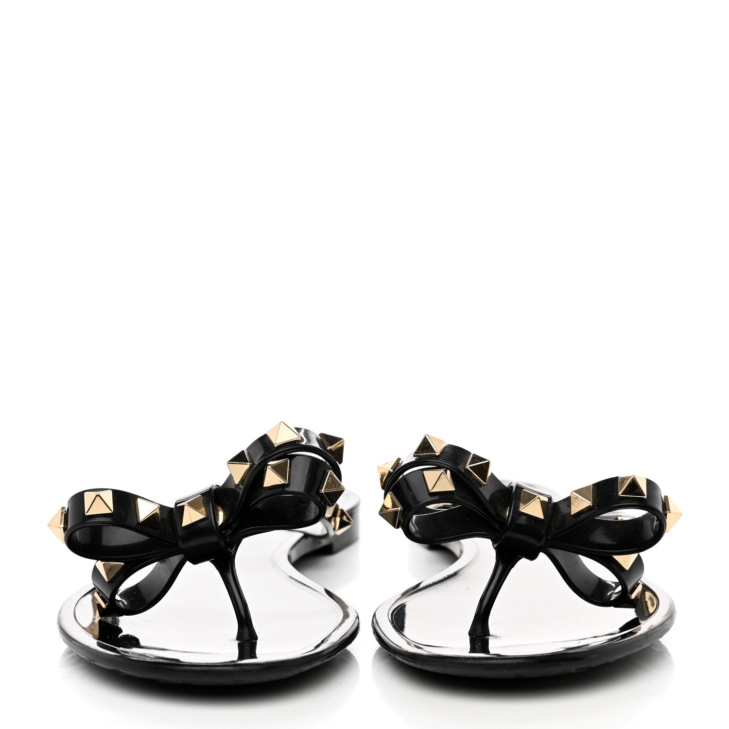 Valentino Garavani PVC Jelly Rockstud Bow Thong Sandals 37 Black 2 of 7