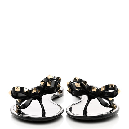 Valentino Garavani PVC Jelly Rockstud Bow Thong Sandals 37 Black 2 of 7