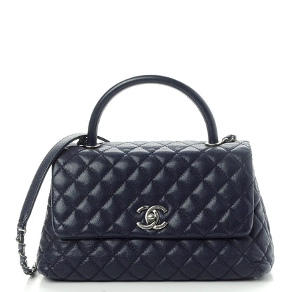 Chanel Caviar Quilted Small Coco Handle Flap Navy 1 of 10