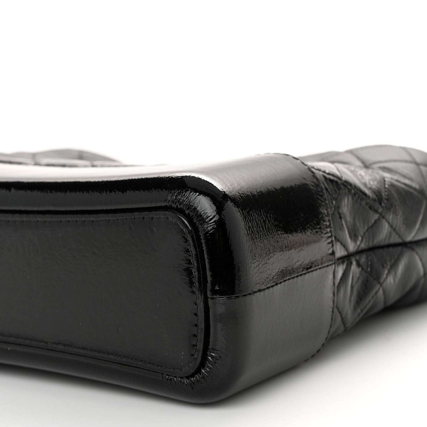 Patent Goatskin Quilted Medium Gabrielle Hobo Black