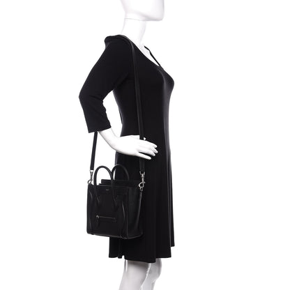 Celine Drummed Calfskin Nano Luggage Black 2 of 11