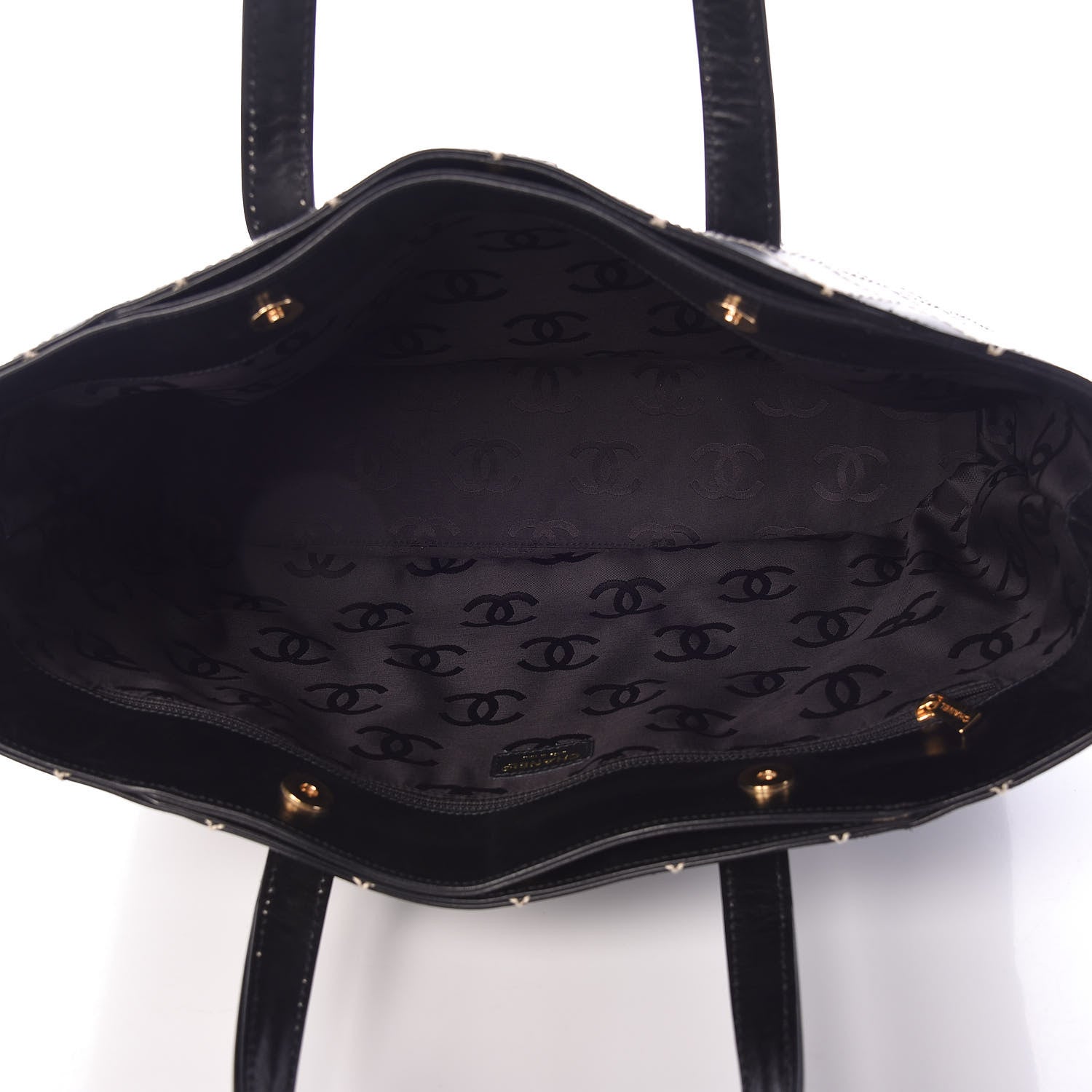 Chanel Calfskin Contrast Stitch Surpique Tote Black 5 of 8