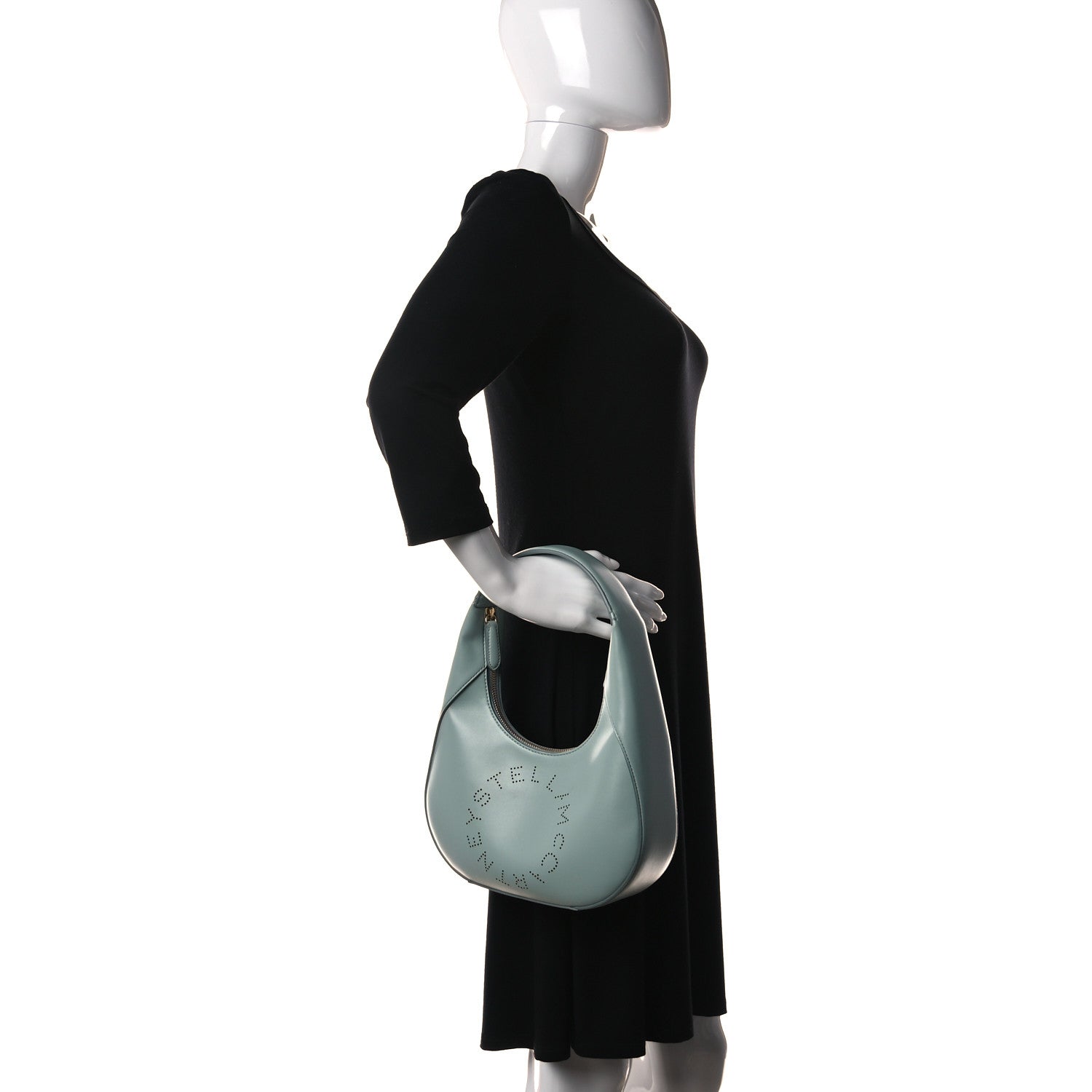 Stella McCartney Eco Alter Nappa Perforated Logo Small Hobo Mist 2 of 9